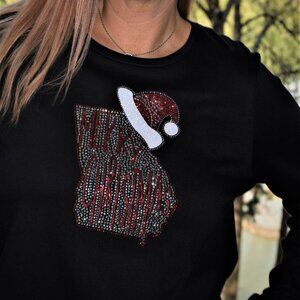 Georgia Christmas rhinestone bling long sleeved shirt XS S M L X…